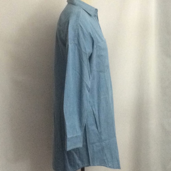 NWOT Everlane Long Sleeve Denim Shirt Dress Lt Med - Picture 3 of 8